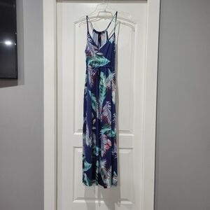 Huskary Womens Hawaiian Floral Tropical Sleeveless Maxi Dress US Size M